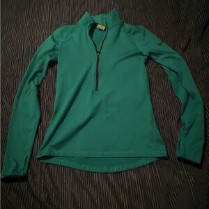 Nike Women's Turquoise Dri Fit Quarter 1/4 Zip Long Sleeve Top Fleece Baselayer